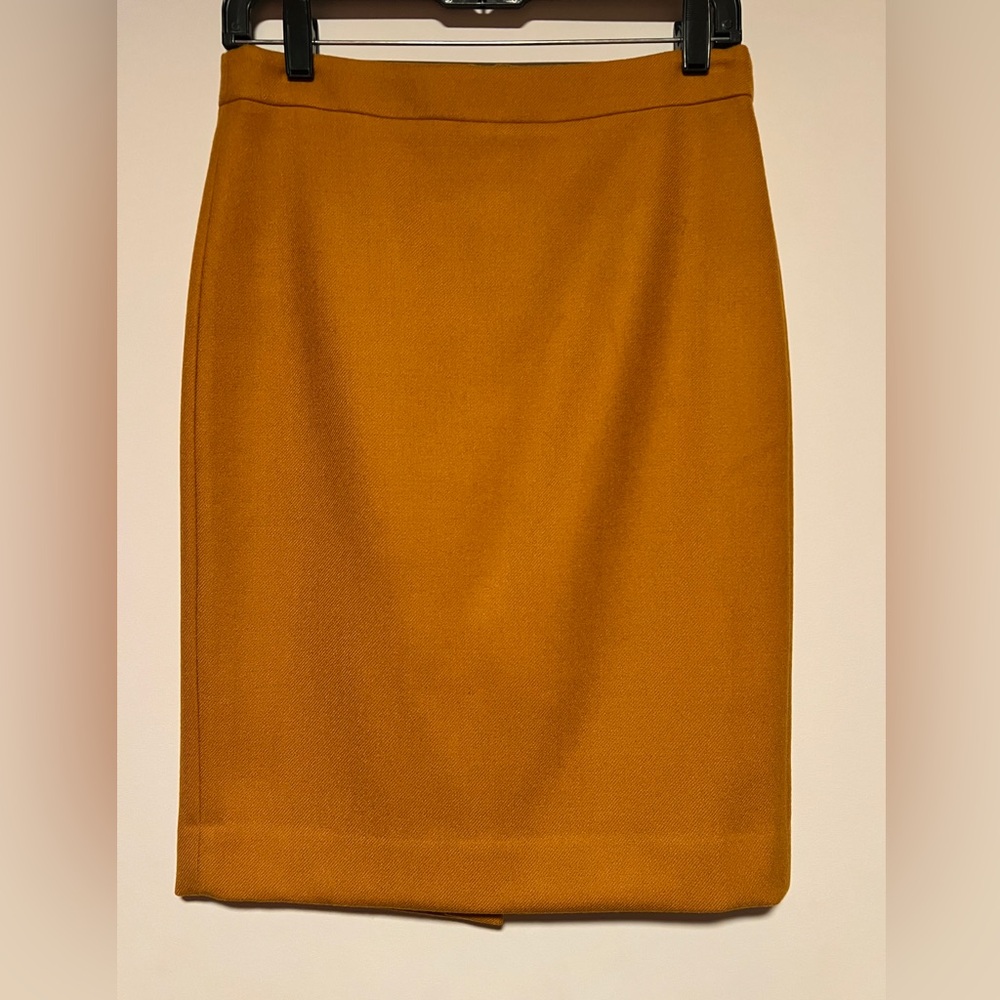 NWOT J. Crew Wool Ochre Pencil Skirt